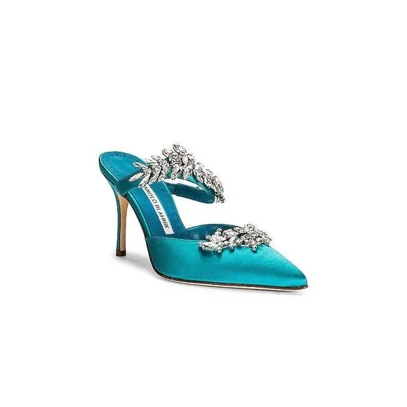MANOLO BLAHNIK Satin Lurum 90 Heels